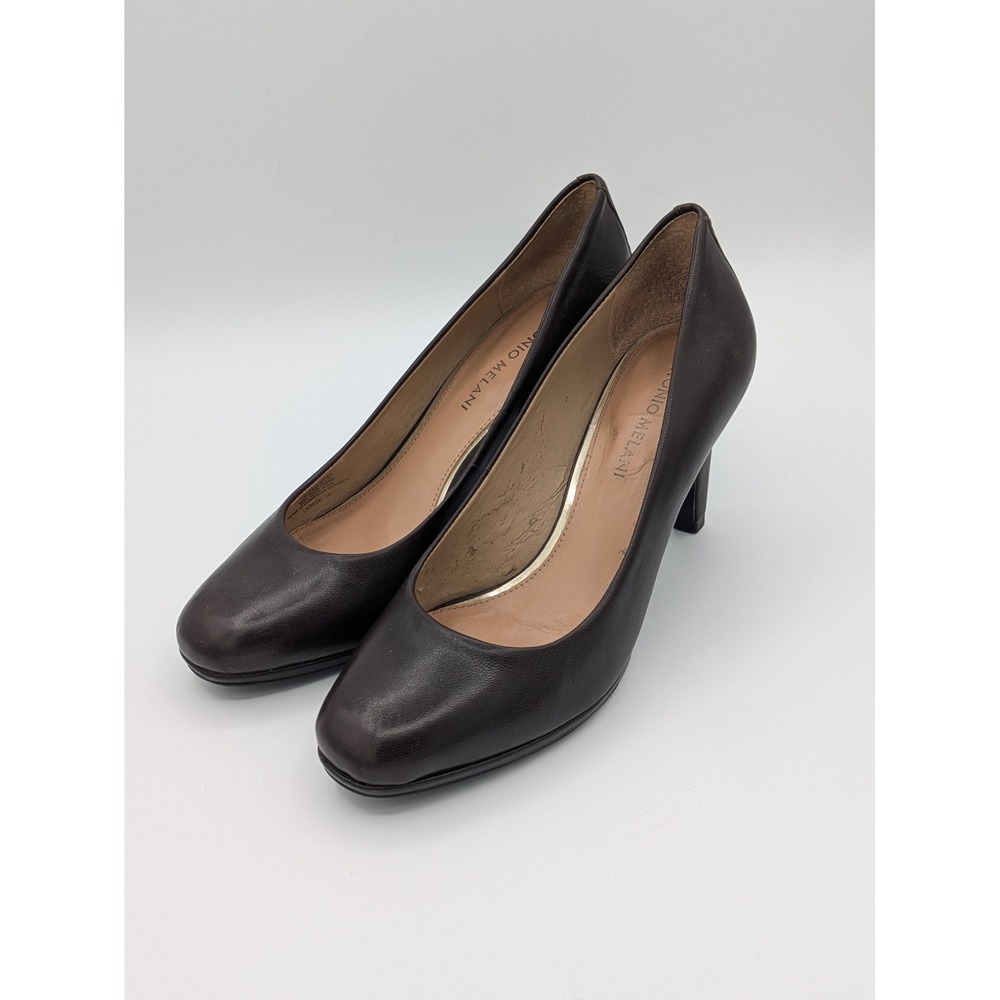 Antonio Melani Leather Platform Pumps 7 Chic Brownish Black Professional Classic